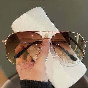 Gold Oversized Aviator Sunglasses